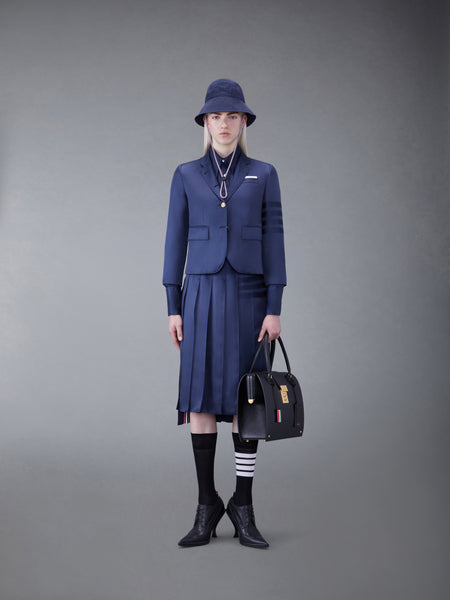 SILK TWILL 4-BAR OVERSIZED SHIRT NAVY