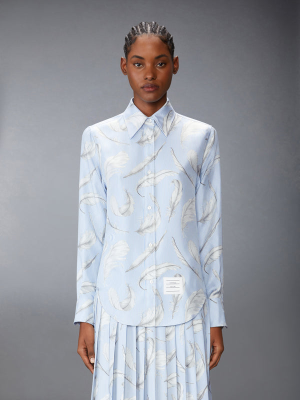 FEATHER PRINTED SILK TWILL EASY FIT SHIRT - image 1