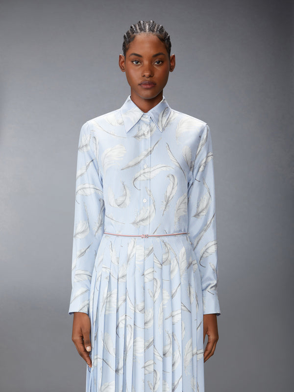 FEATHER PRINTED SILK TWILL EASY FIT SHIRT - image 2