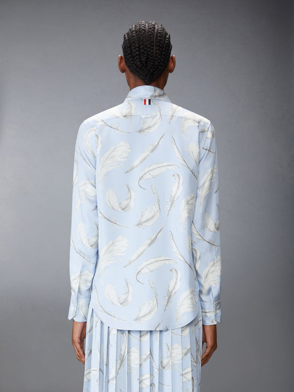 FEATHER PRINTED SILK TWILL EASY FIT SHIRT - image 3