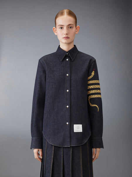 LUNAR NEW YEAR EASY FIT DENIM SHIRT BLUE