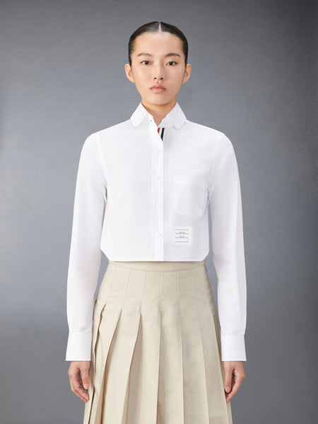 POPLIN CLASSIC ROUND COLLAR CROPPED SHIRT WHITE