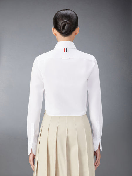 POPLIN CLASSIC ROUND COLLAR CROPPED SHIRT WHITE