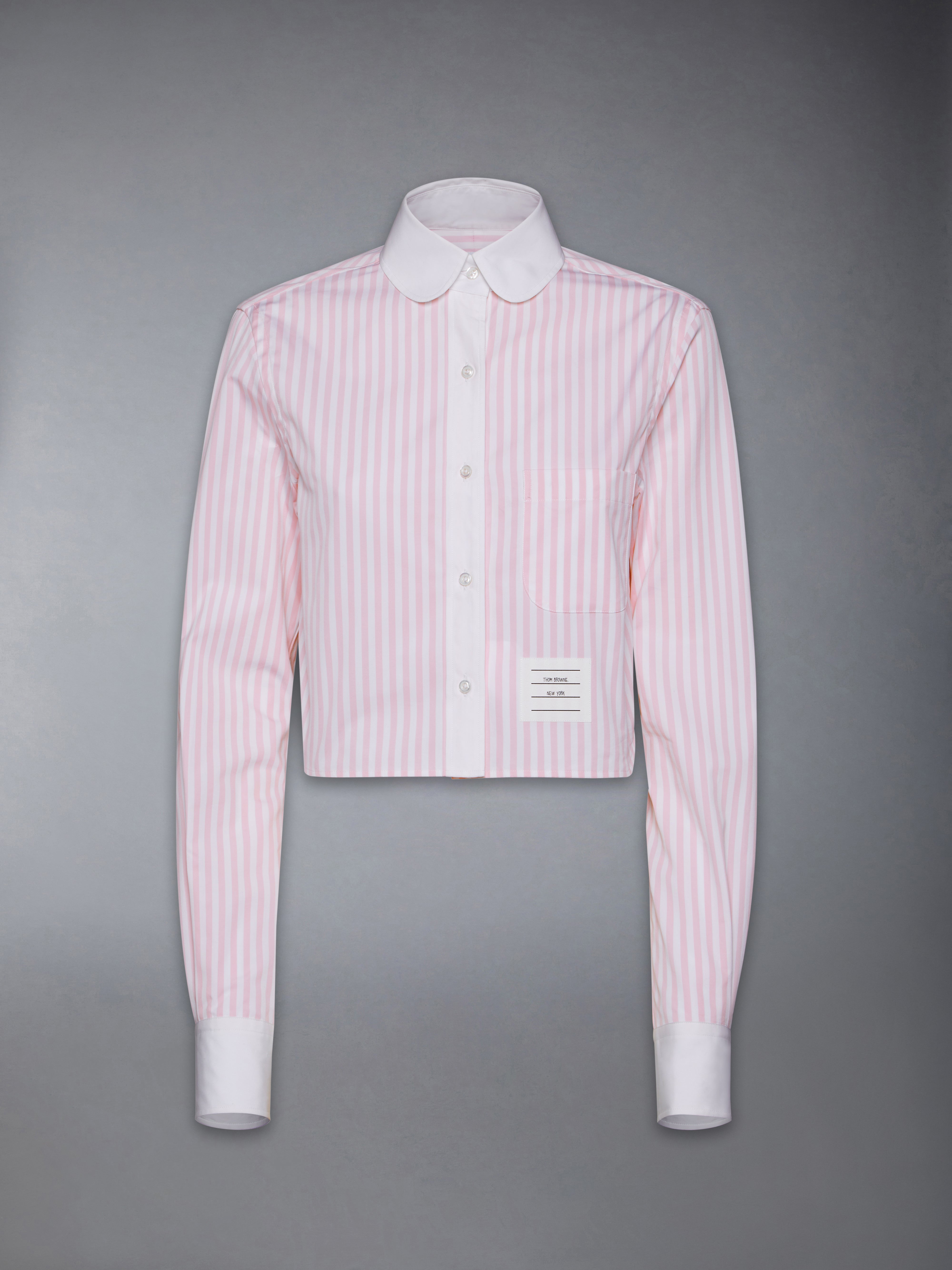 Classic Cropped Round Collar Shirt W/ Poplin Combo In Wide