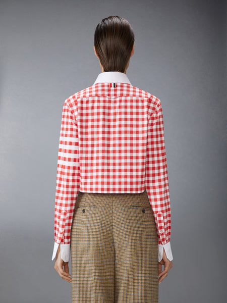 GINGHAM CHECK FLANNEL 4-BAR CROPPED SHIRT