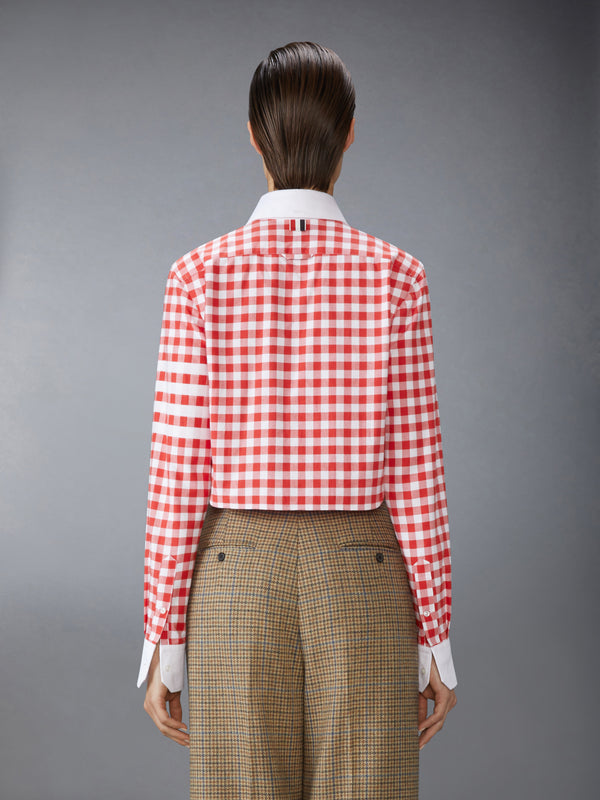 GINGHAM CHECK FLANNEL 4-BAR CROPPED SHIRT - image 2