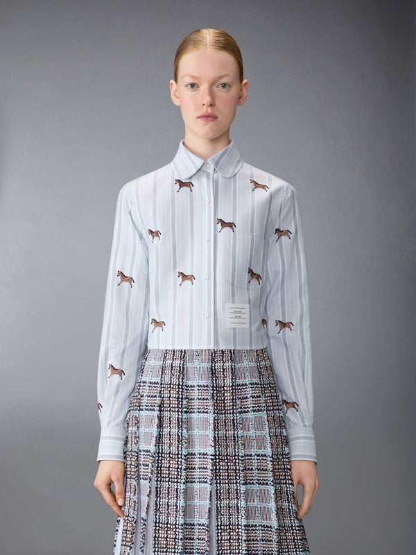 LUNAR NEW YEAR HORSE 4-BAR CROPPED OXFORD SHIRT - image 1