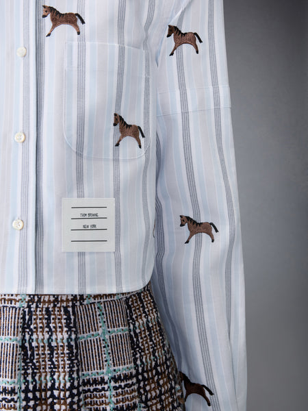 루나 뉴 이어 홀스 4-바 크롭 옥스포드 셔츠 미디엄 블루