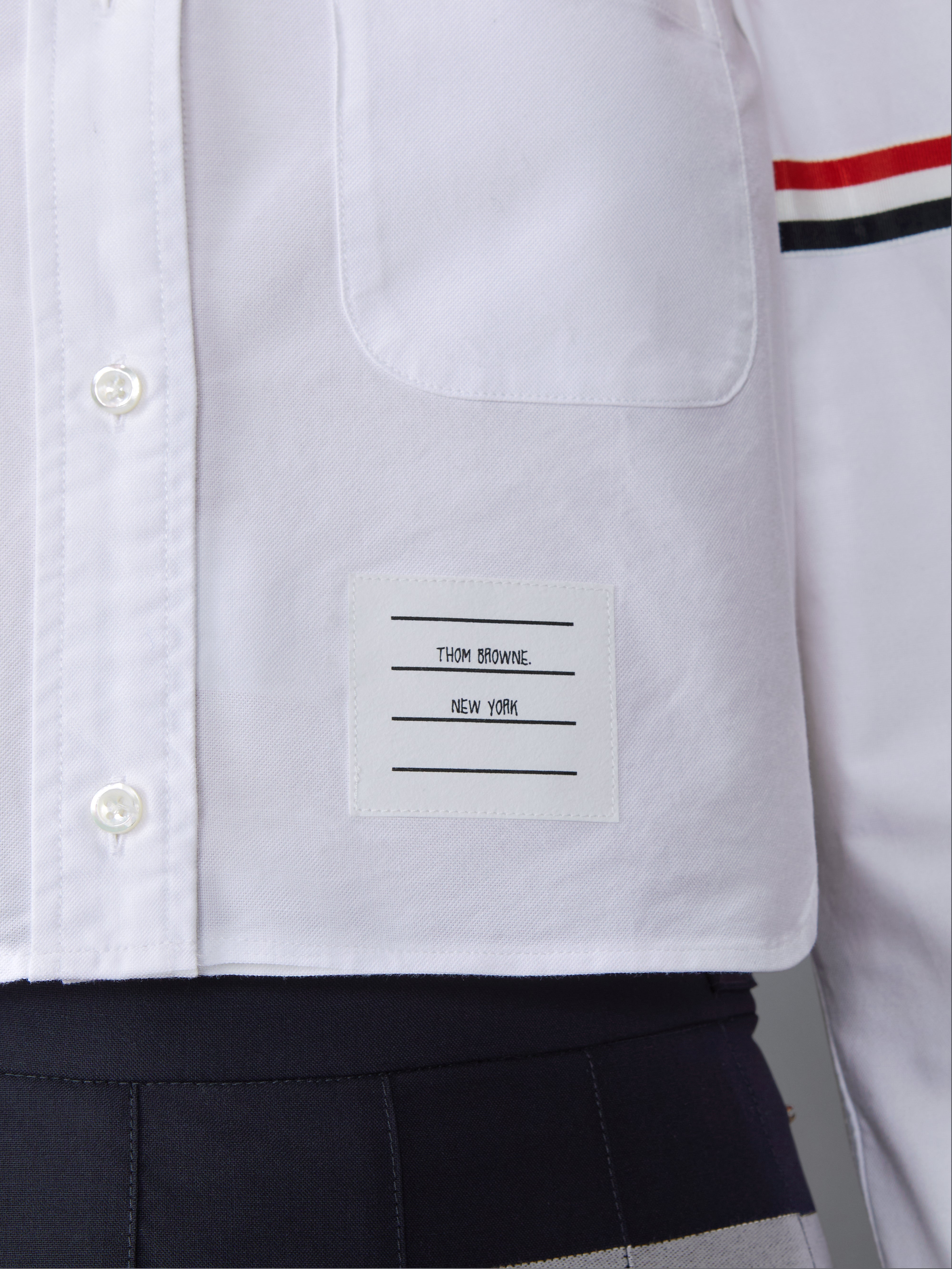 Oxford Armband Cropped Round Collar Shirt | Thom Browne