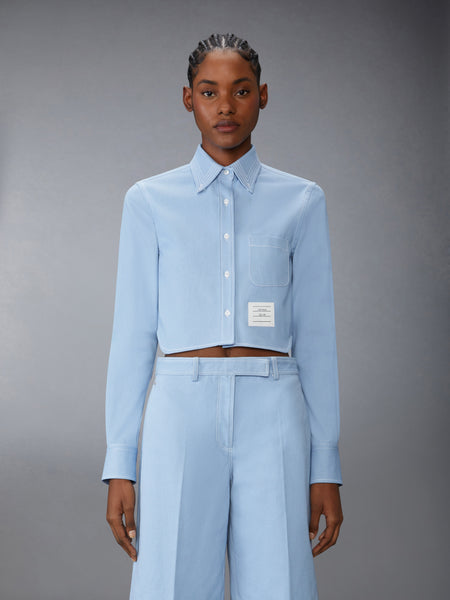 DENIM CLASSIC CROPPED LONG SLEEVE SHIRT