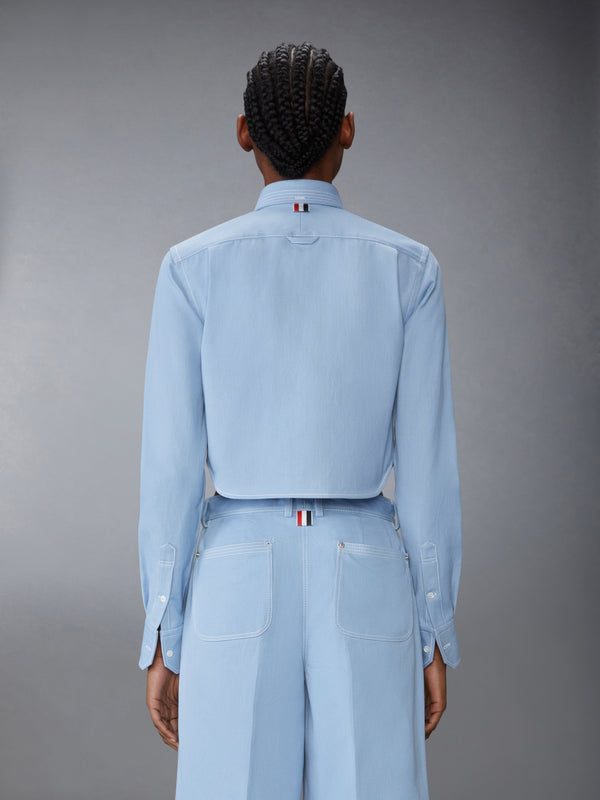 DENIM CLASSIC CROPPED LONG SLEEVE SHIRT - image 2