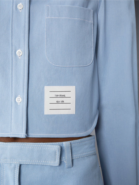 DENIM CLASSIC CROPPED LONG SLEEVE SHIRT