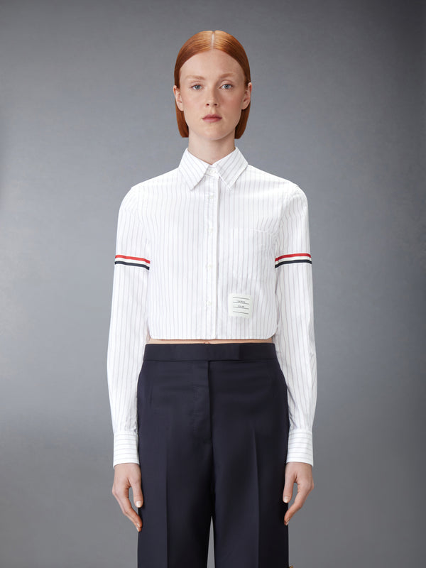 OXFORD PINSTRIPE ARMBAND CROPPED SHIRT - image 1