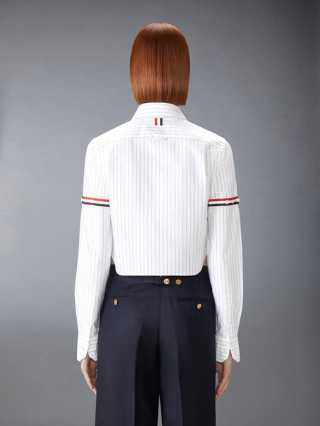 OXFORD PINSTRIPE ARMBAND CROPPED SHIRT