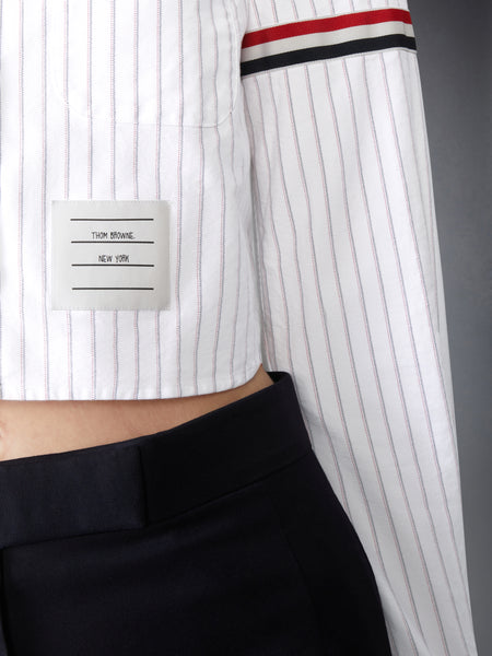 OXFORD PINSTRIPE ARMBAND CROPPED SHIRT
