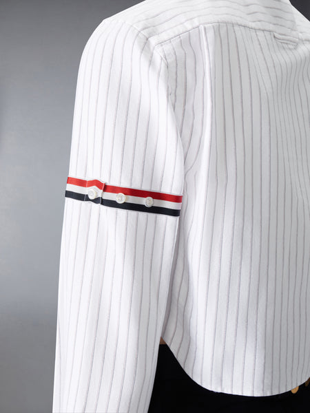 OXFORD PINSTRIPE ARMBAND CROPPED SHIRT