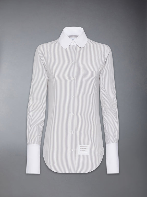 UNIVERSITY STRIPE COTTON SILK ROUND COLLAR SHIRT - featured image