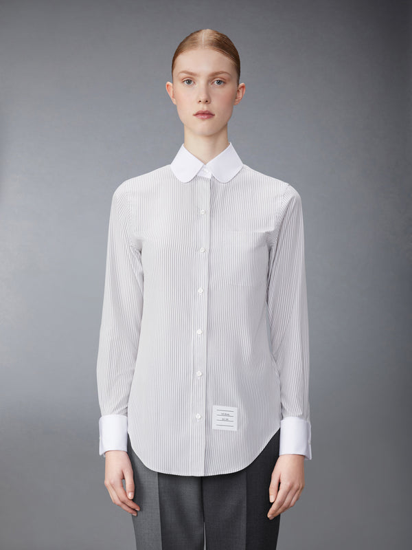 UNIVERSITY STRIPE COTTON SILK ROUND COLLAR SHIRT - image 2