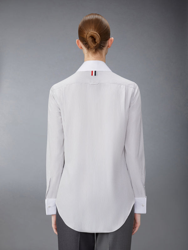 UNIVERSITY STRIPE COTTON SILK ROUND COLLAR SHIRT - image 3