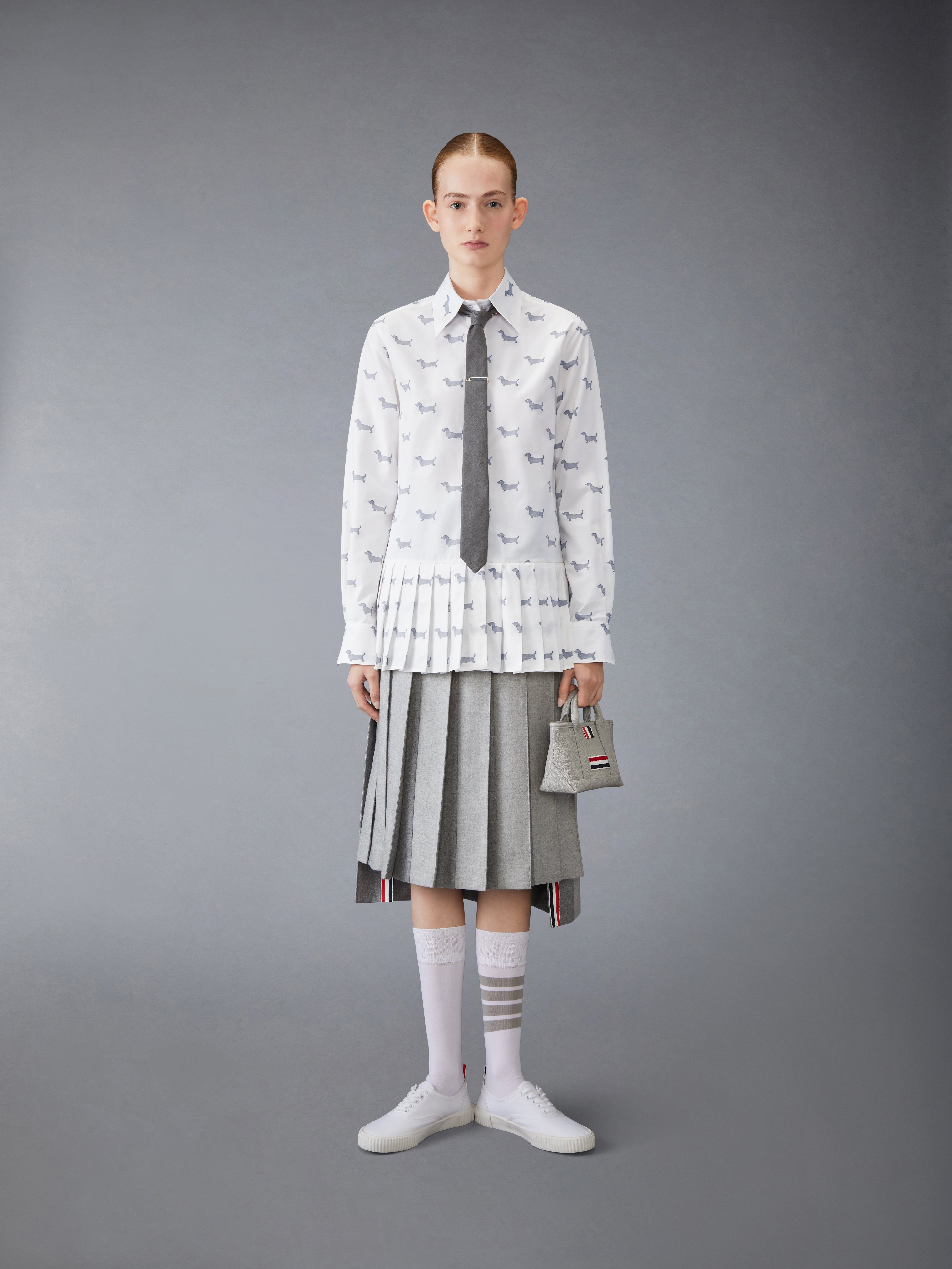 Pleated Bottom Shirt In Hector Half Drop Filcoupe Jacquard
