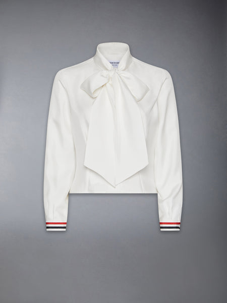 SILK TWILL BOW COLLAR BLOUSE WHITE