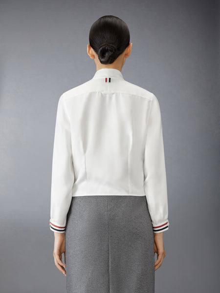 SILK TWILL BOW COLLAR BLOUSE WHITE