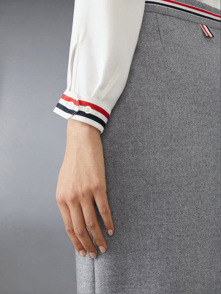 SILK TWILL BOW COLLAR BLOUSE WHITE