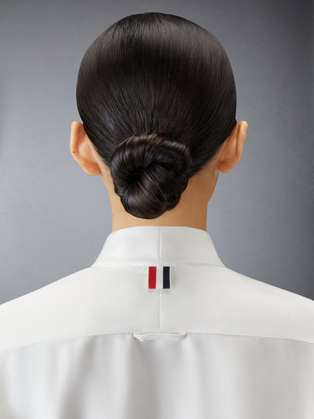 SILK TWILL BOW COLLAR BLOUSE WHITE