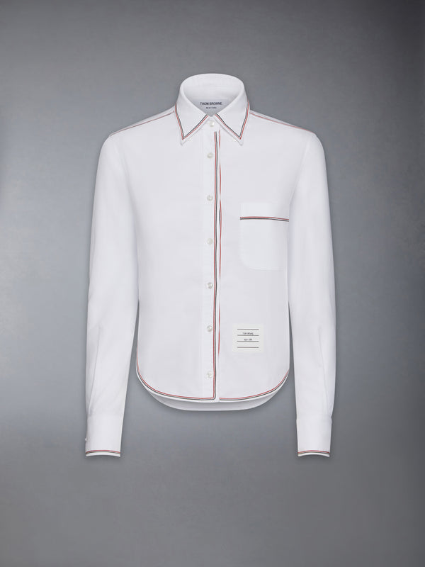 Women's Classic Long Sleeve Cropped Shirt in White Size 44 Women's Classic Long Sleeve Cropped Shirt in White Size 44