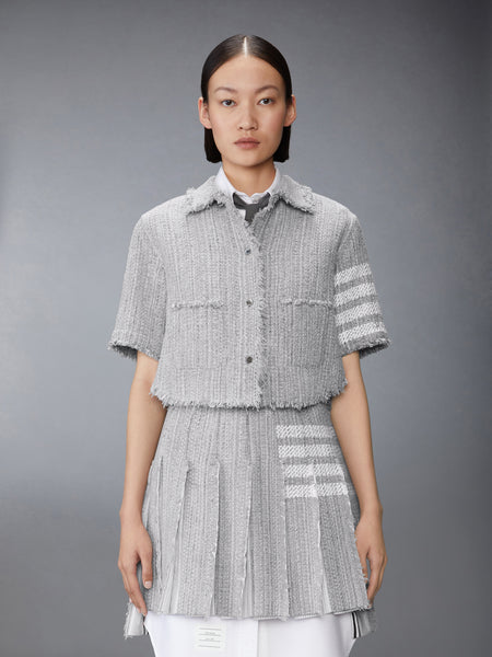 SOLID TWEED 4-BAR CROPPED SHIRT JACKET