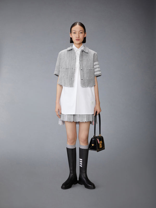SOLID TWEED 4-BAR CROPPED SHIRT JACKET - image 3