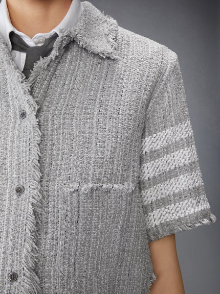 SOLID TWEED 4-BAR CROPPED SHIRT JACKET