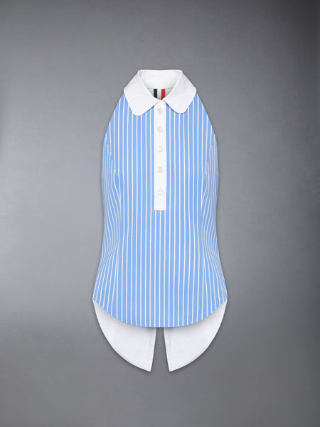 PINSTRIPE POPLIN POLO HALTER TOP