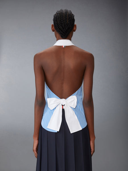 PINSTRIPE POPLIN POLO HALTER TOP