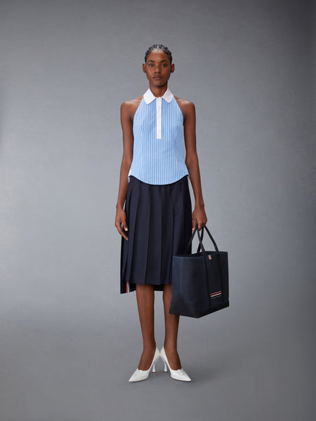 PINSTRIPE POPLIN POLO HALTER TOP