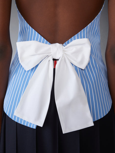 PINSTRIPE POPLIN POLO HALTER TOP