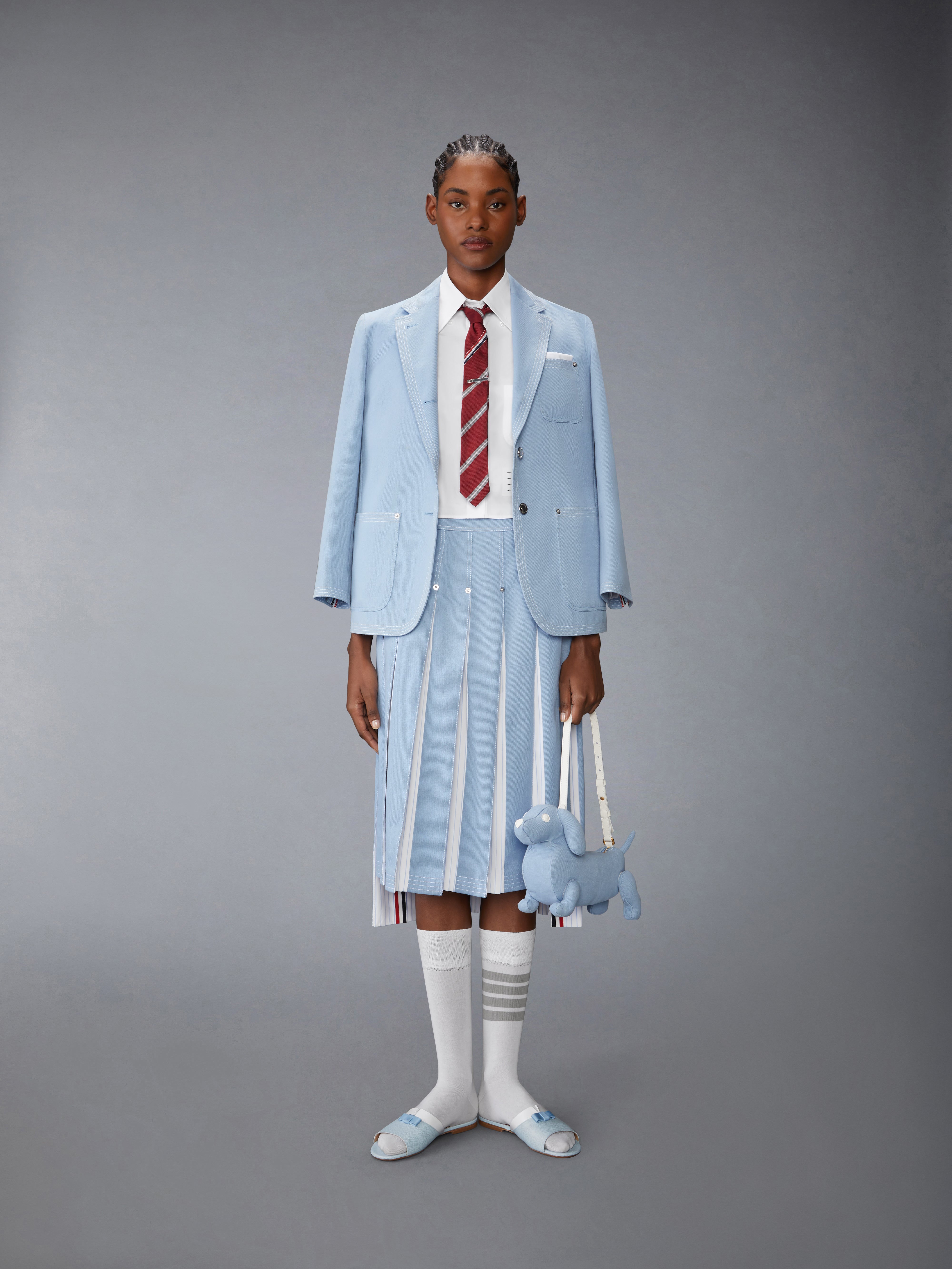Tシャツ・カットソー THOM BROWNE FW25 Cropped shirt (FLL205A03113 100) Poplin Cropped Short Sleeve Shirt | Thom Browne