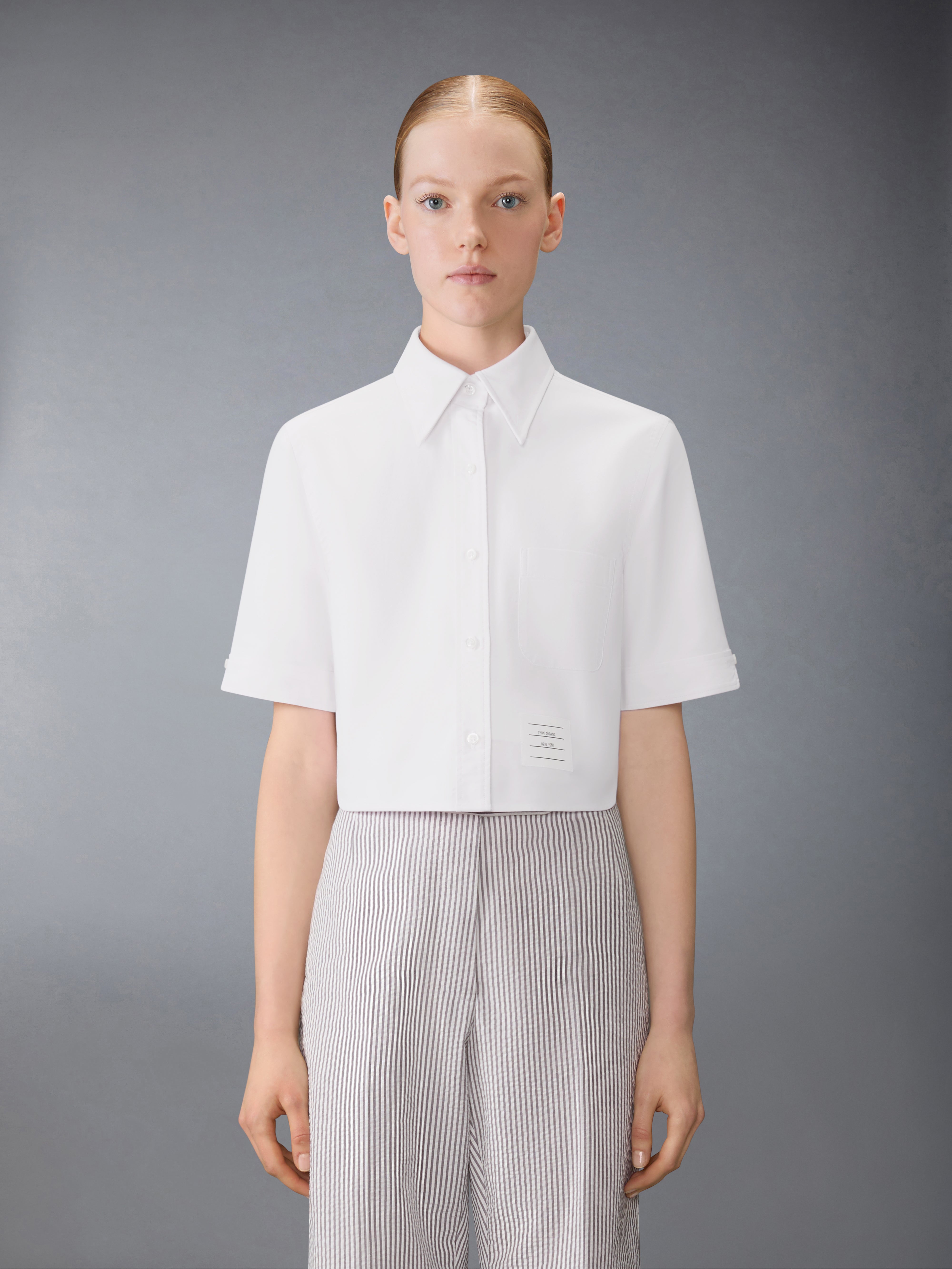 Tシャツ・カットソー THOM BROWNE Women Tops FJS075A00042100 White Thom Browne Cotton T-shirt - White - Women | FJS075A00042100