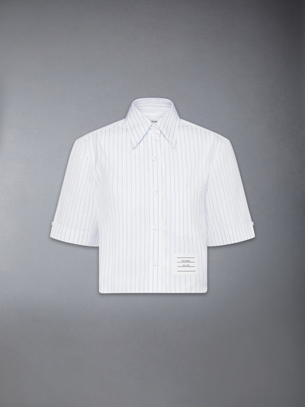 PINSTRIPE POPLIN CROPPED SHORT SLEEVE SHIRT - featured image