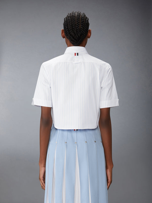 PINSTRIPE POPLIN CROPPED SHORT SLEEVE SHIRT - image 2