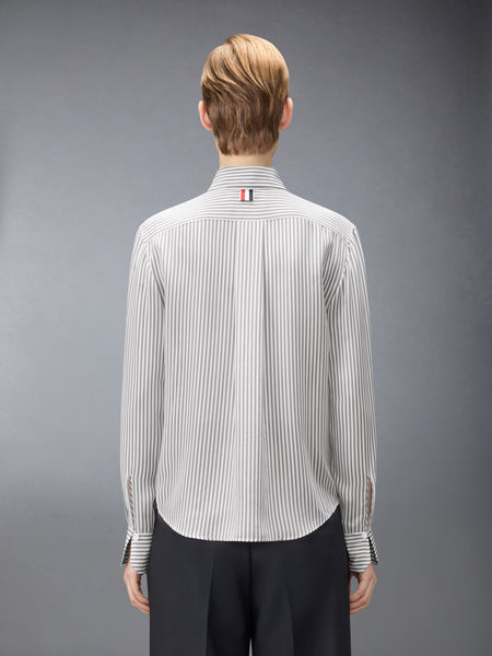 STRIPED SILK DETACHABLE COLLAR SHIRT MED GREY