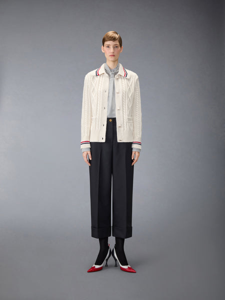 STRIPED SILK DETACHABLE COLLAR SHIRT MED GREY