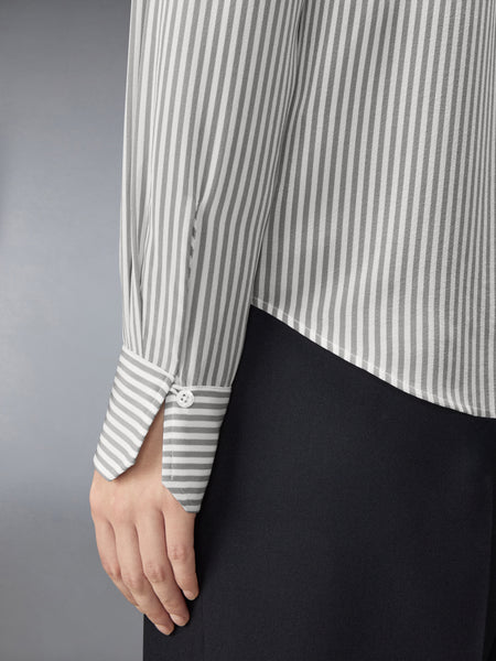 STRIPED SILK DETACHABLE COLLAR SHIRT MED GREY