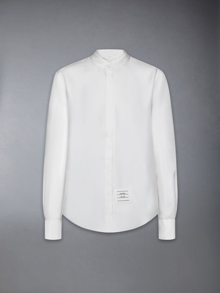 SOLID SILK TWILL DETACHABLE COLLAR SHIRT WHITE