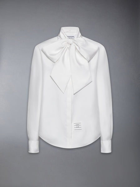 SOLID SILK TWILL DETACHABLE COLLAR SHIRT WHITE
