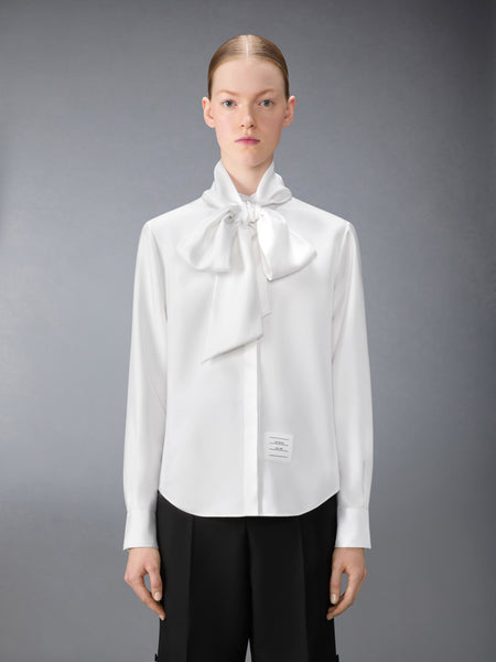 SOLID SILK TWILL DETACHABLE COLLAR SHIRT WHITE