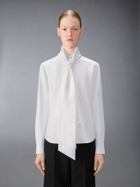 SOLID SILK TWILL DETACHABLE COLLAR SHIRT WHITE