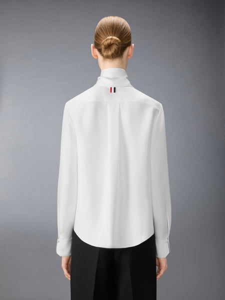 SOLID SILK TWILL DETACHABLE COLLAR SHIRT WHITE