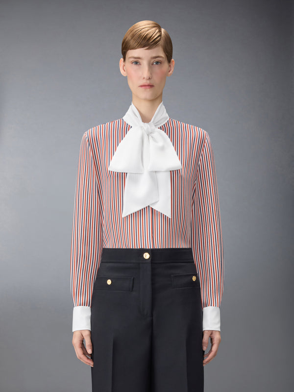 STRIPED SILK DETACHABLE COLLAR SHIRT - image 1