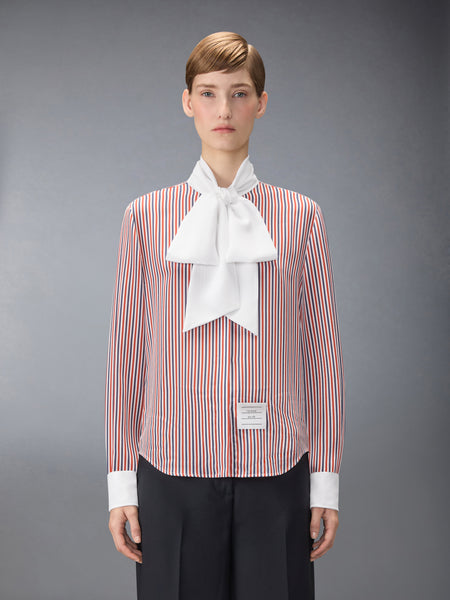 STRIPED SILK DETACHABLE COLLAR SHIRT RWBWHT